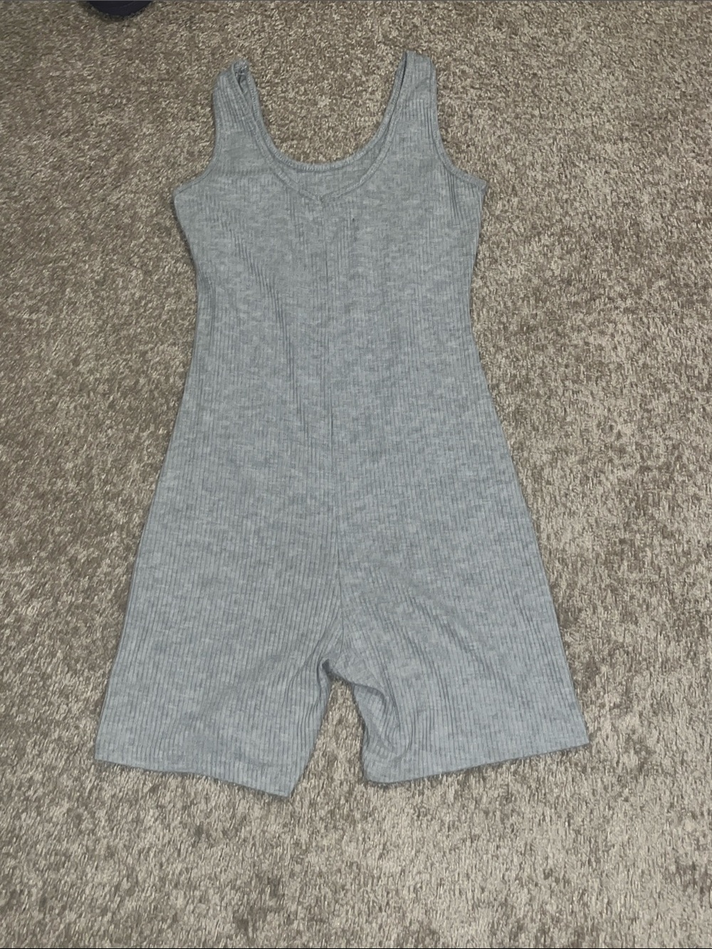 SHEIN Gray Ribbed Sleeveless Romper